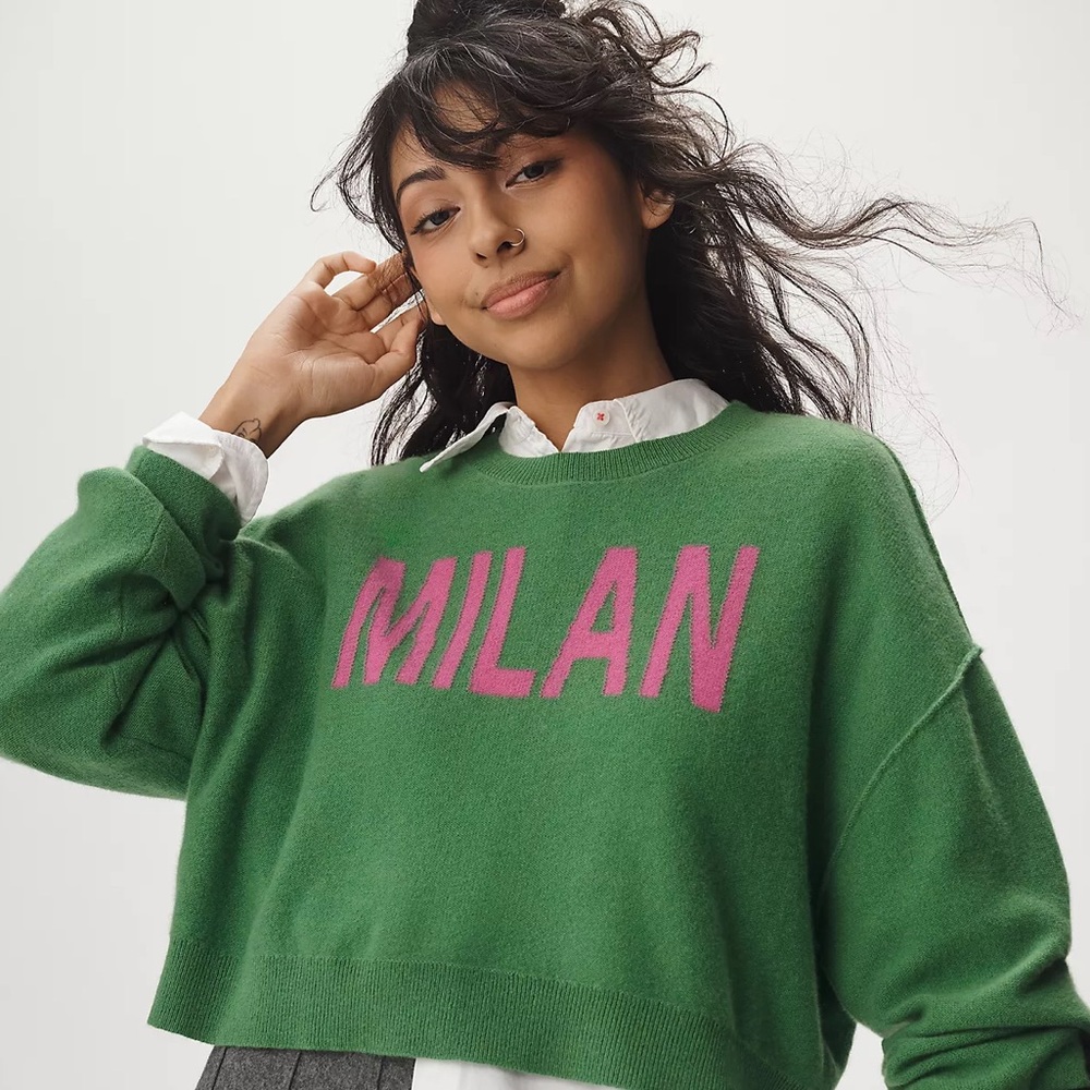 AnthropologieThe Alani Cashmere Sweater by Pilcro:Cropped Crew-Neck 
MILAN